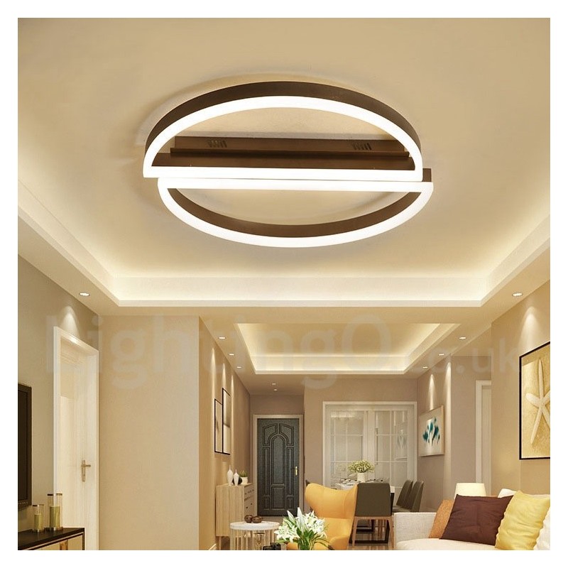Runde, moderne Deckenleuchte aus Aluminium, Unterputzleuchte mit Ferndimmer, kann auch als Wandleuchte verwendet werden