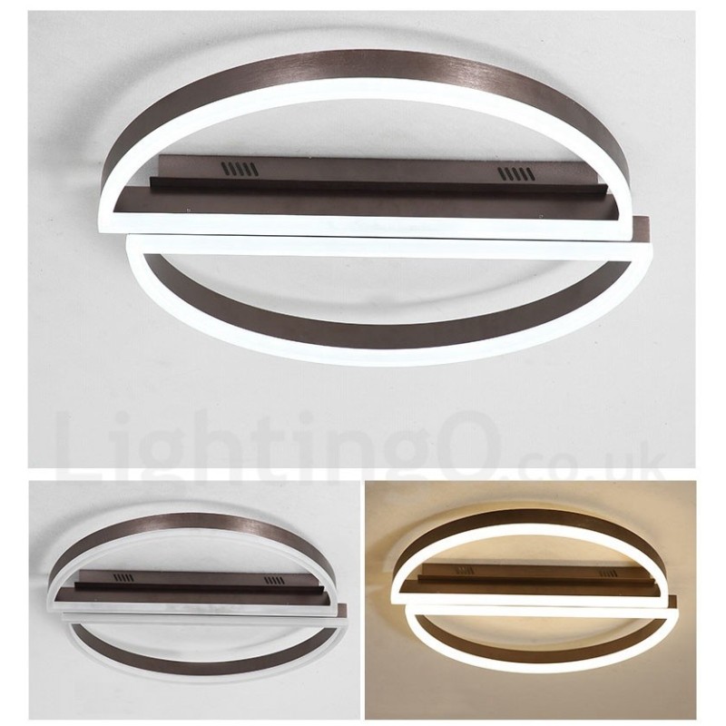 Runde, moderne Deckenleuchte aus Aluminium, Unterputzleuchte mit Ferndimmer, kann auch als Wandleuchte verwendet werden