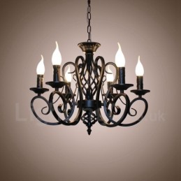 6 Licht Rustikalen Retro Vintage Schwarz Weiß Anhänger Kerze Kronleuchter