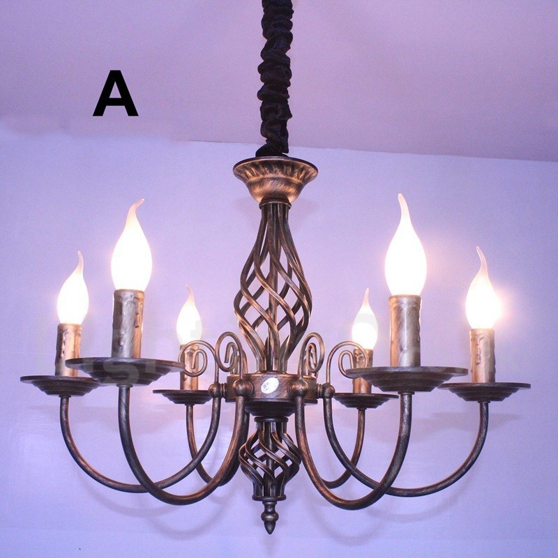 6 Licht Rustikalen Retro Vintage Schwarz Weiß Anhänger Kerze Kronleuchter