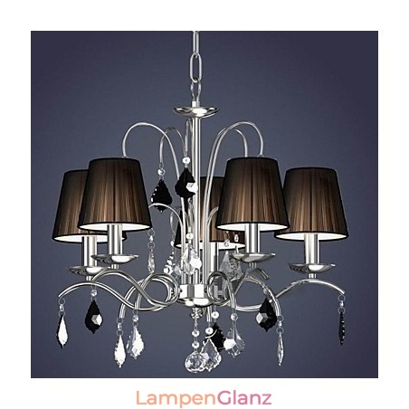 Stoff Lampenschirm Kristall Kronleuchter 5 Lichter