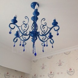 6 Licht Kristall rustikalen Retro Vintage schwarz weiß blau Anhänger Kerze Kronleuchter