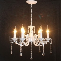 6 Licht Kristall Rustikal Retro Vintage Weiß Anhänger Kerze Kronleuchter