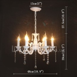 6 Licht Kristall Rustikal Retro Vintage Weiß Anhänger Kerze Kronleuchter