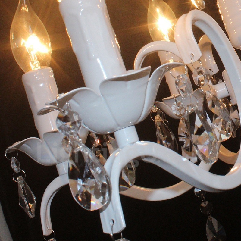 6 Licht Kristall Rustikal Retro Vintage Weiß Anhänger Kerze Kronleuchter
