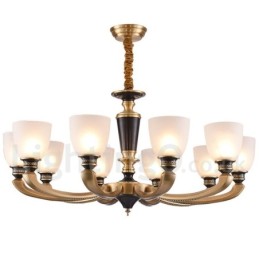 Luxuriöser rustikaler Retro-Vintage-Kerzenleuchter aus reinem Messing mit Glasschirmen