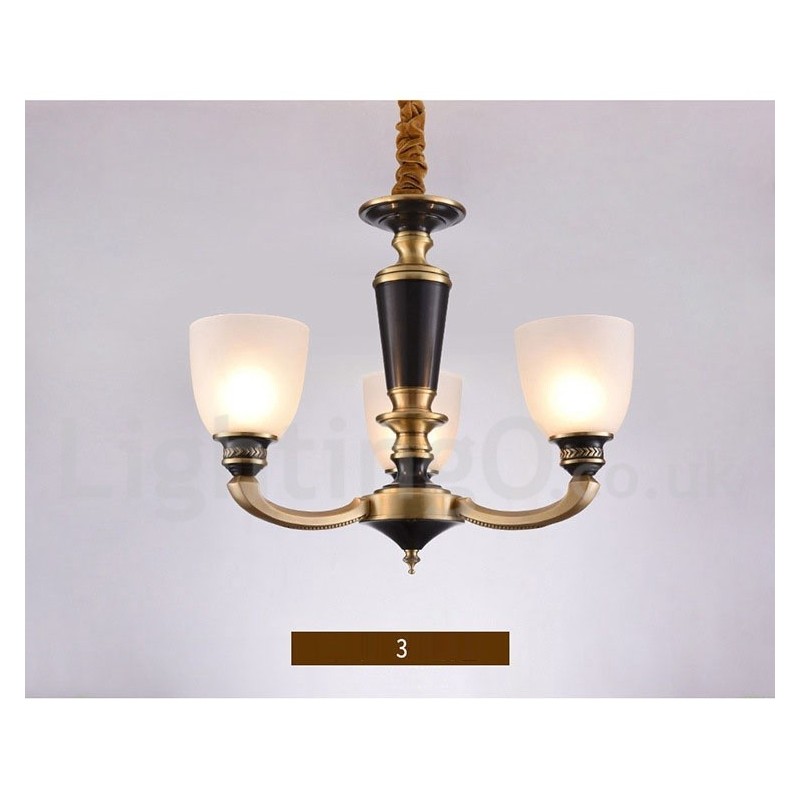 Luxuriöser rustikaler Retro-Vintage-Kerzenleuchter aus reinem Messing mit Glasschirmen