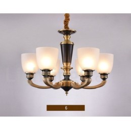 Luxuriöser rustikaler Retro-Vintage-Kerzenleuchter aus reinem Messing mit Glasschirmen