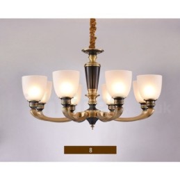 Luxuriöser rustikaler Retro-Vintage-Kerzenleuchter aus reinem Messing mit Glasschirmen