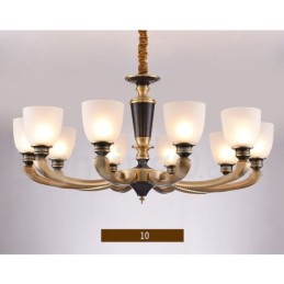 Luxuriöser rustikaler Retro-Vintage-Kerzenleuchter aus reinem Messing mit Glasschirmen