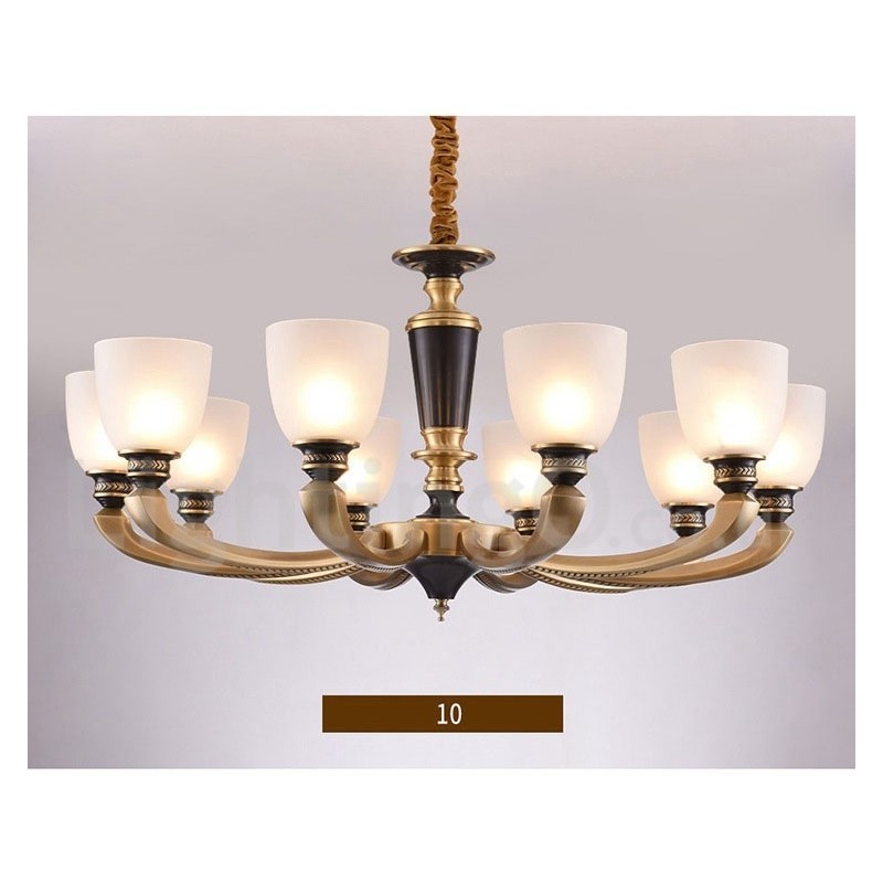 Luxuriöser rustikaler Retro-Vintage-Kerzenleuchter aus reinem Messing mit Glasschirmen