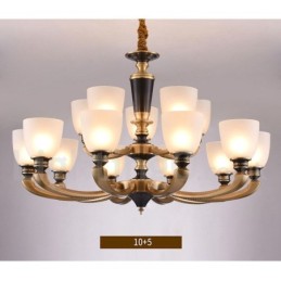 Luxuriöser rustikaler Retro-Vintage-Kerzenleuchter aus reinem Messing mit Glasschirmen