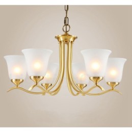 Luxuriöser rustikaler Retro-Vintage-Kerzenleuchter aus reinem Messing mit Glasschirmen
