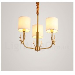 Luxuriöser rustikaler Retro-Vintage-Kerzenleuchter aus reinem Messing mit Stoffschirmen