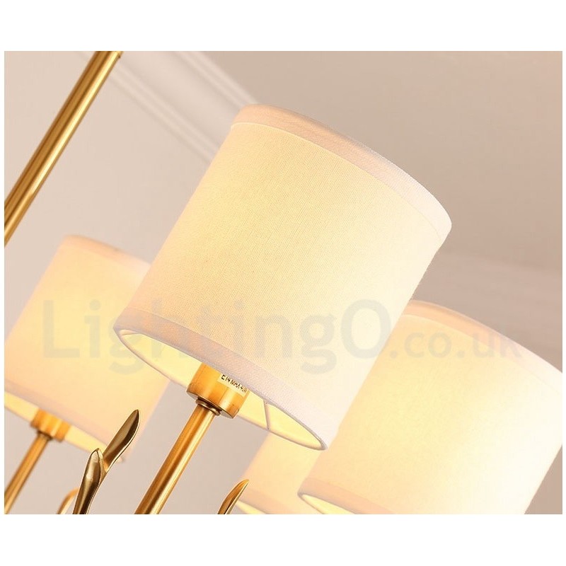 Luxuriöser rustikaler Retro-Vintage-Kerzenleuchter aus reinem Messing mit Stoffschirmen