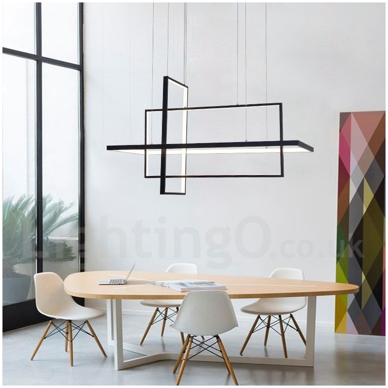 Dimmbare lineare Pendelleuchte mit Fernbedienung Umgebungslicht Lackierte Oberflächen Aluminium Modernes Design
