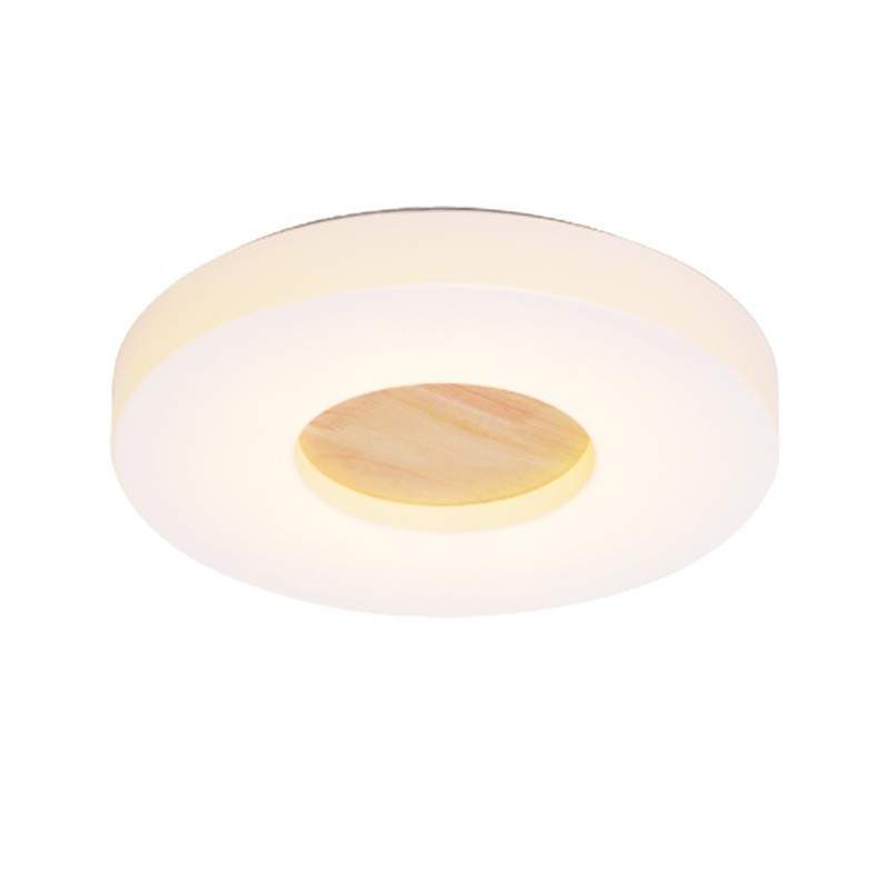 Dimmbare ultradünne runde Deckenleuchte aus Holz mit Acrylschirm Deckenlampe im nordischen Stil