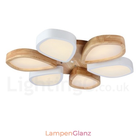 Dimmbare ultradünne Deckenleuchte aus Blütenholz mit Acrylschirm, Deckenlampe im nordischen Stil