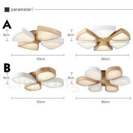 Dimmbare ultradünne Deckenleuchte aus Blütenholz mit Acrylschirm, Deckenlampe im nordischen Stil