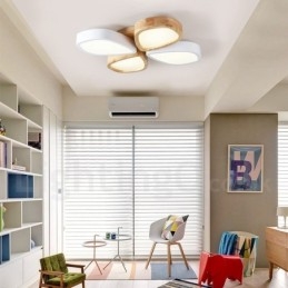 Dimmbare ultradünne Deckenleuchte aus Blütenholz mit Acrylschirm, Deckenlampe im nordischen Stil