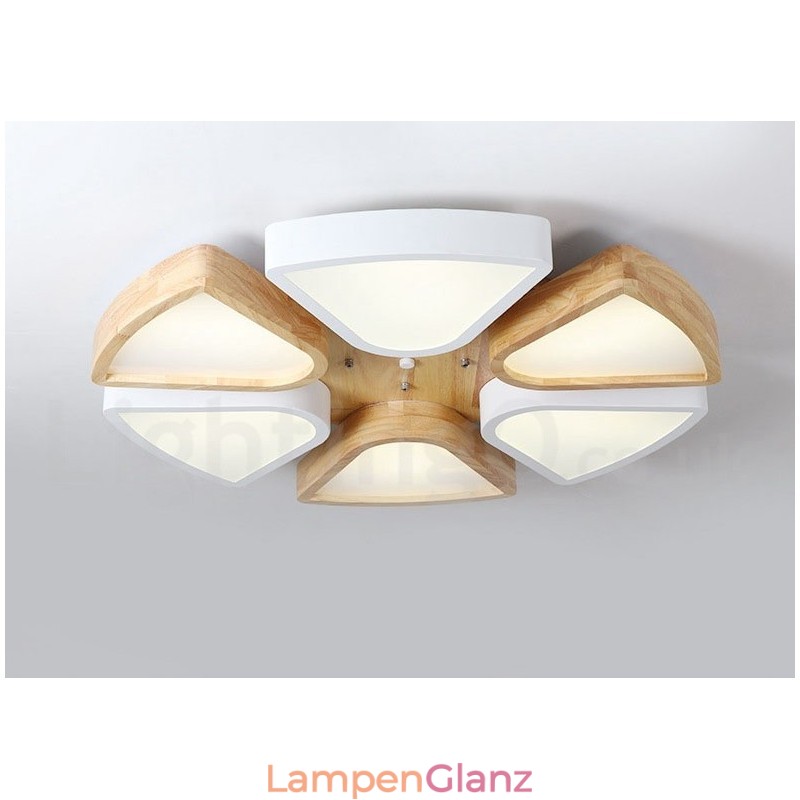 Dimmbare ultradünne Deckenleuchte aus Blütenholz mit Acrylschirm, Deckenlampe im nordischen Stil