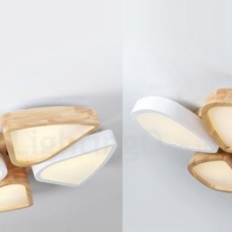 Dimmbare ultradünne Deckenleuchte aus Blütenholz mit Acrylschirm, Deckenlampe im nordischen Stil