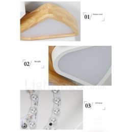 Dimmbare ultradünne Deckenleuchte aus Blütenholz mit Acrylschirm, Deckenlampe im nordischen Stil