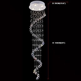 Kristall Pendelleuchte Kronleuchter Beleuchtung 4 Lichter Silber Canpoy Klar K9 Kristall Helix Deckenleuchten H150CM