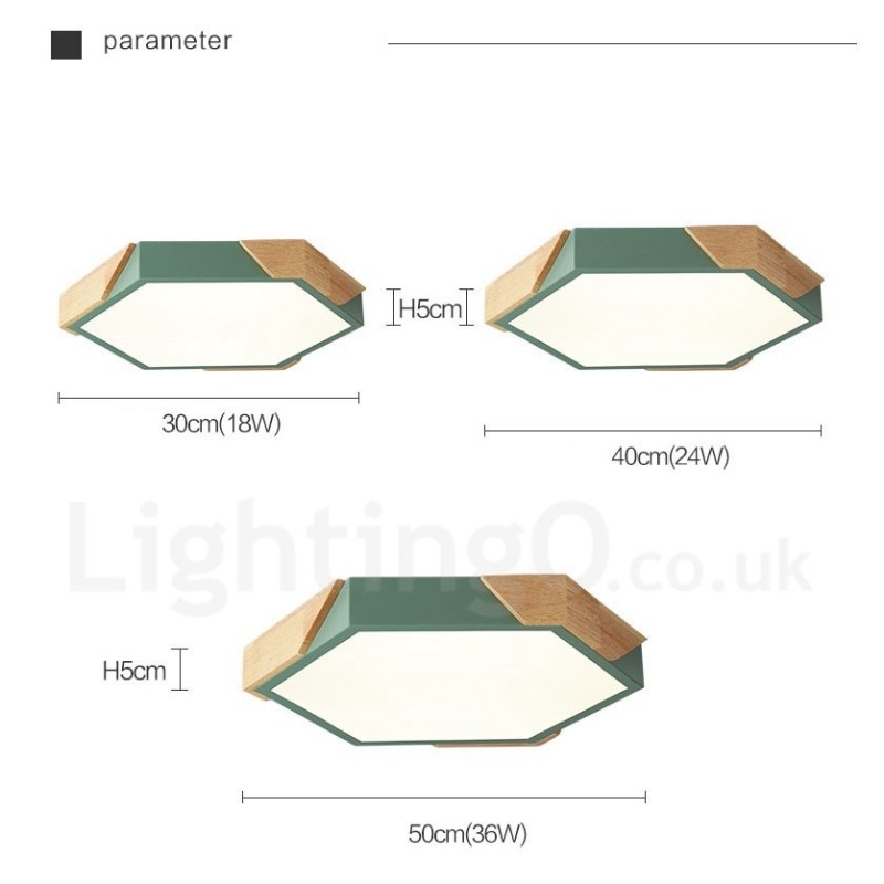 Dimmbare Macaron Ultradünne Mehrfarbige Holz-Deckenleuchte mit Acrylschirm Deckenlampe im nordischen Stil