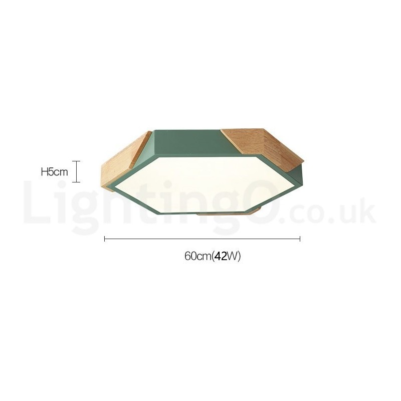 Dimmbare Macaron Ultradünne Mehrfarbige Holz-Deckenleuchte mit Acrylschirm Deckenlampe im nordischen Stil