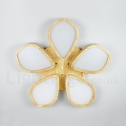 Deckenleuchte mit Blütenblatt-Design aus Holz mit Acrylschirm, Deckenlampe im nordischen Stil