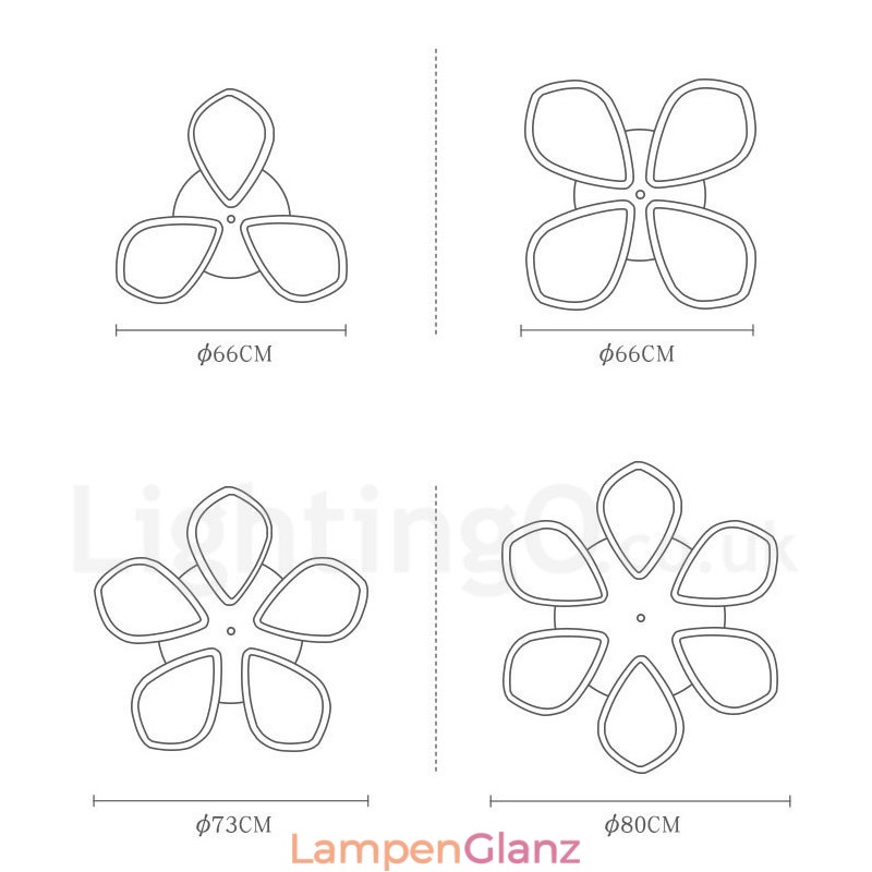 Deckenleuchte mit Blütenblatt-Design aus Holz mit Acrylschirm, Deckenlampe im nordischen Stil