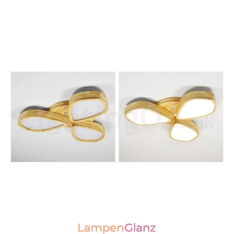Deckenleuchte mit Blütenblatt-Design aus Holz mit Acrylschirm, Deckenlampe im nordischen Stil