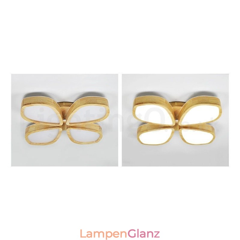 Deckenleuchte mit Blütenblatt-Design aus Holz mit Acrylschirm, Deckenlampe im nordischen Stil