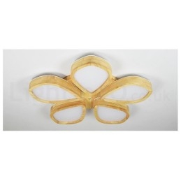 Deckenleuchte mit Blütenblatt-Design aus Holz mit Acrylschirm, Deckenlampe im nordischen Stil