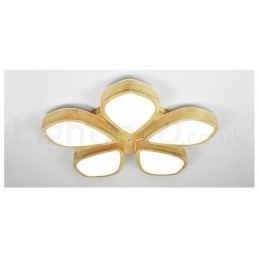 Deckenleuchte mit Blütenblatt-Design aus Holz mit Acrylschirm, Deckenlampe im nordischen Stil