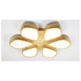 Deckenleuchte mit Blütenblatt-Design aus Holz mit Acrylschirm, Deckenlampe im nordischen Stil