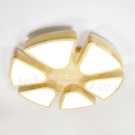 Deckenleuchte mit Blütenblatt-Design aus Holz mit Acrylschirm, Deckenlampe im nordischen Stil Deckenleuchte mit Blütenblatt-Design aus Holz mit Acrylschirm, Deckenlampe im nordischen Stil