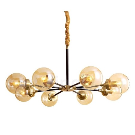Luxuriöser rustikaler Kronleuchter im Retro-Vintage-Stil aus reinem Messing mit Glasschirmen Luxuriöser rustikaler Kronleuchter im Retro-Vintage-Stil aus reinem Messing mit Glasschirmen