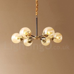 Luxuriöser rustikaler Kronleuchter im Retro-Vintage-Stil aus reinem Messing mit Glasschirmen