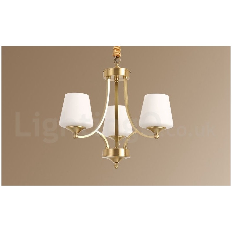Großer luxuriöser rustikaler Retro-Vintage-Kronleuchter aus reinem Messing mit Glasschirmen