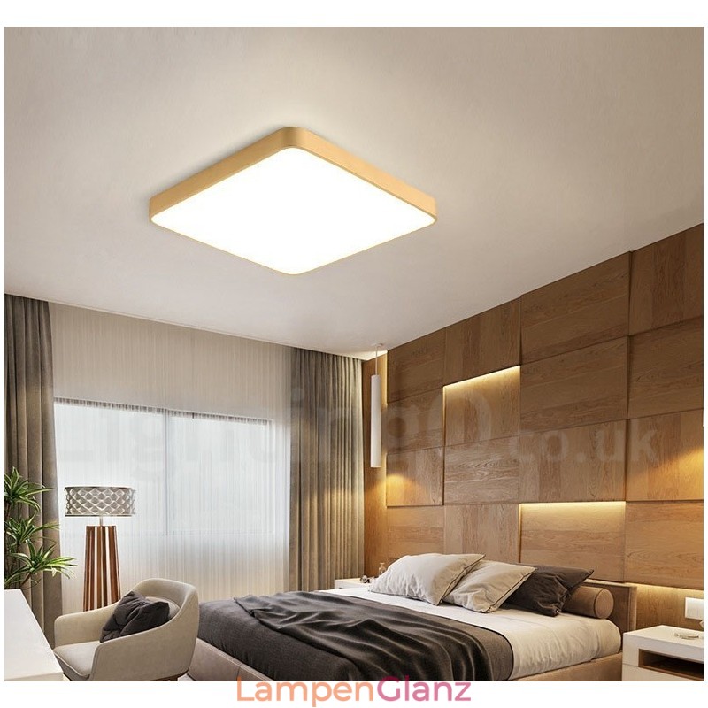 Ultradünne, quadratische, dimmbare, moderne Deckenleuchten im nordischen Stil aus Messing mit Acrylschirm, können auch als Wandleuchte verwendet werden.