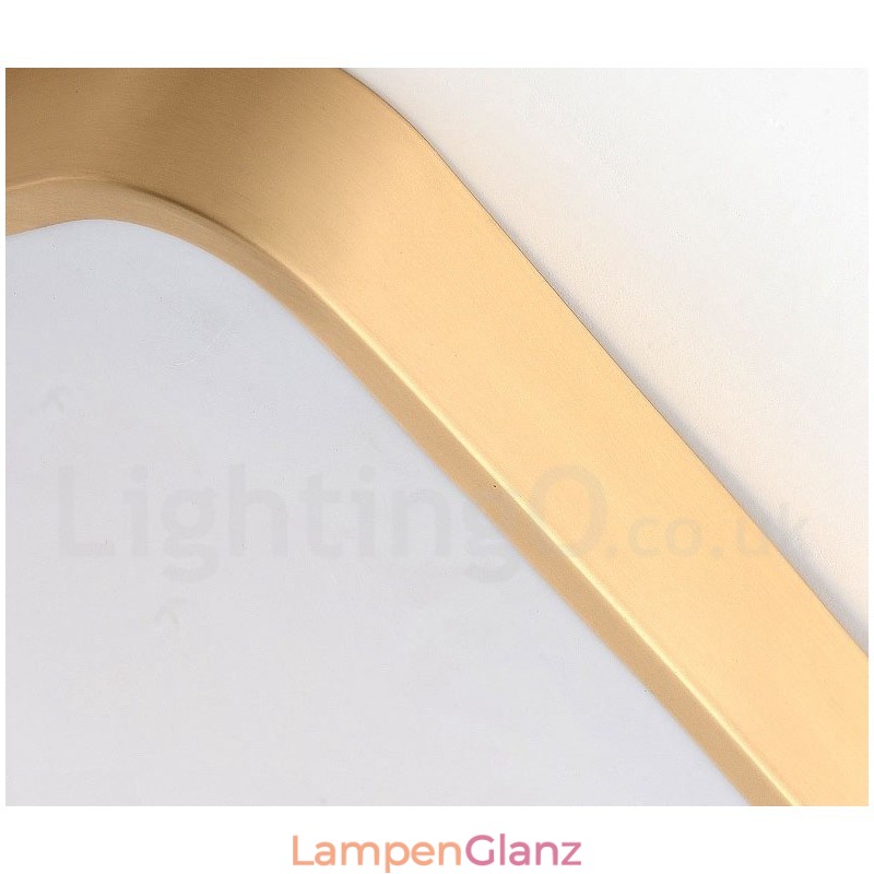 Ultradünne, quadratische, dimmbare, moderne Deckenleuchten im nordischen Stil aus Messing mit Acrylschirm, können auch als Wandleuchte verwendet werden.