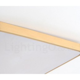 Ultradünne, rechteckige, dimmbare, moderne Deckenleuchte aus Messing im nordischen Stil mit Acrylschirm, kann auch als Wandleuchte verwendet werden.