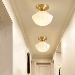 Rustikale Deckenleuchten im nordischen Stil im Lodge-Stil aus reinem Messing mit Glasschirm