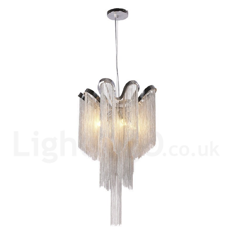 Aluminium Quasten Kronleuchter Designer Pendelleuchte Silber Farbe