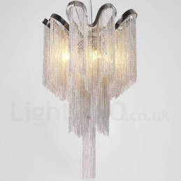 Aluminium Quasten Kronleuchter Designer Pendelleuchte Silber Farbe