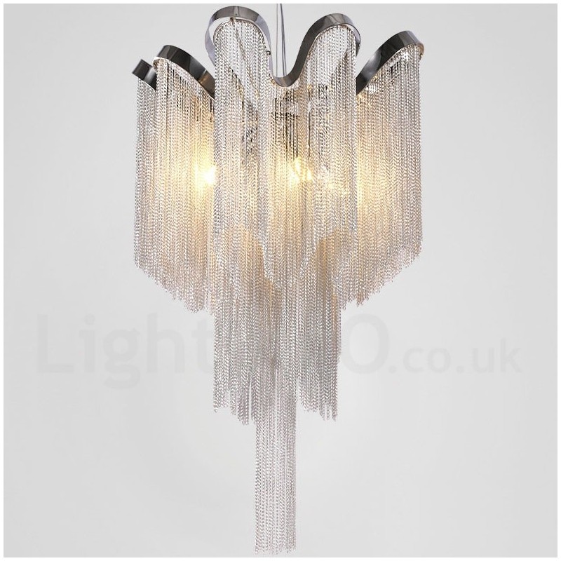 Aluminium Quasten Kronleuchter Designer Pendelleuchte Silber Farbe