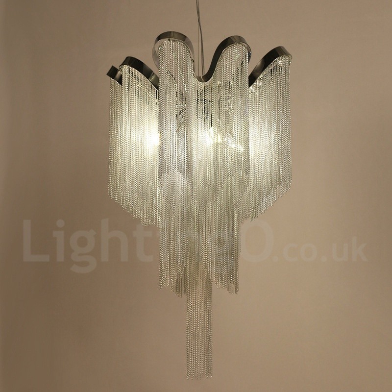 Aluminium Quasten Kronleuchter Designer Pendelleuchte Silber Farbe