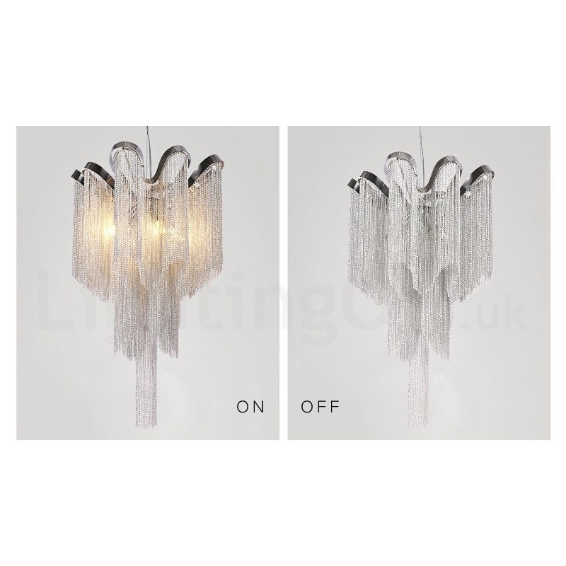 Aluminium Quasten Kronleuchter Designer Pendelleuchte Silber Farbe